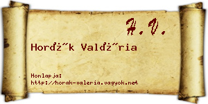 Horák Valéria névjegykártya